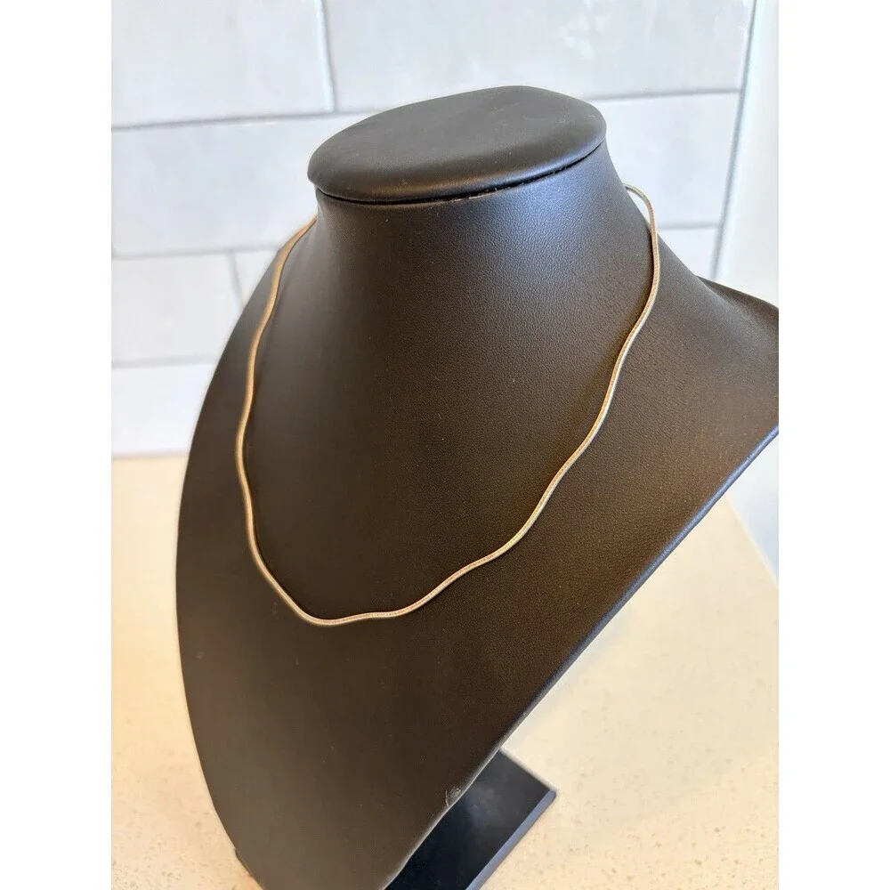 925 Sterling Silver OMEGA Wavy Scalloped Chain Choker Necklace 16”
